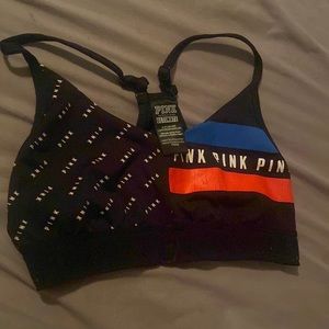 It is black with red white and blue on one side and pink on the other side